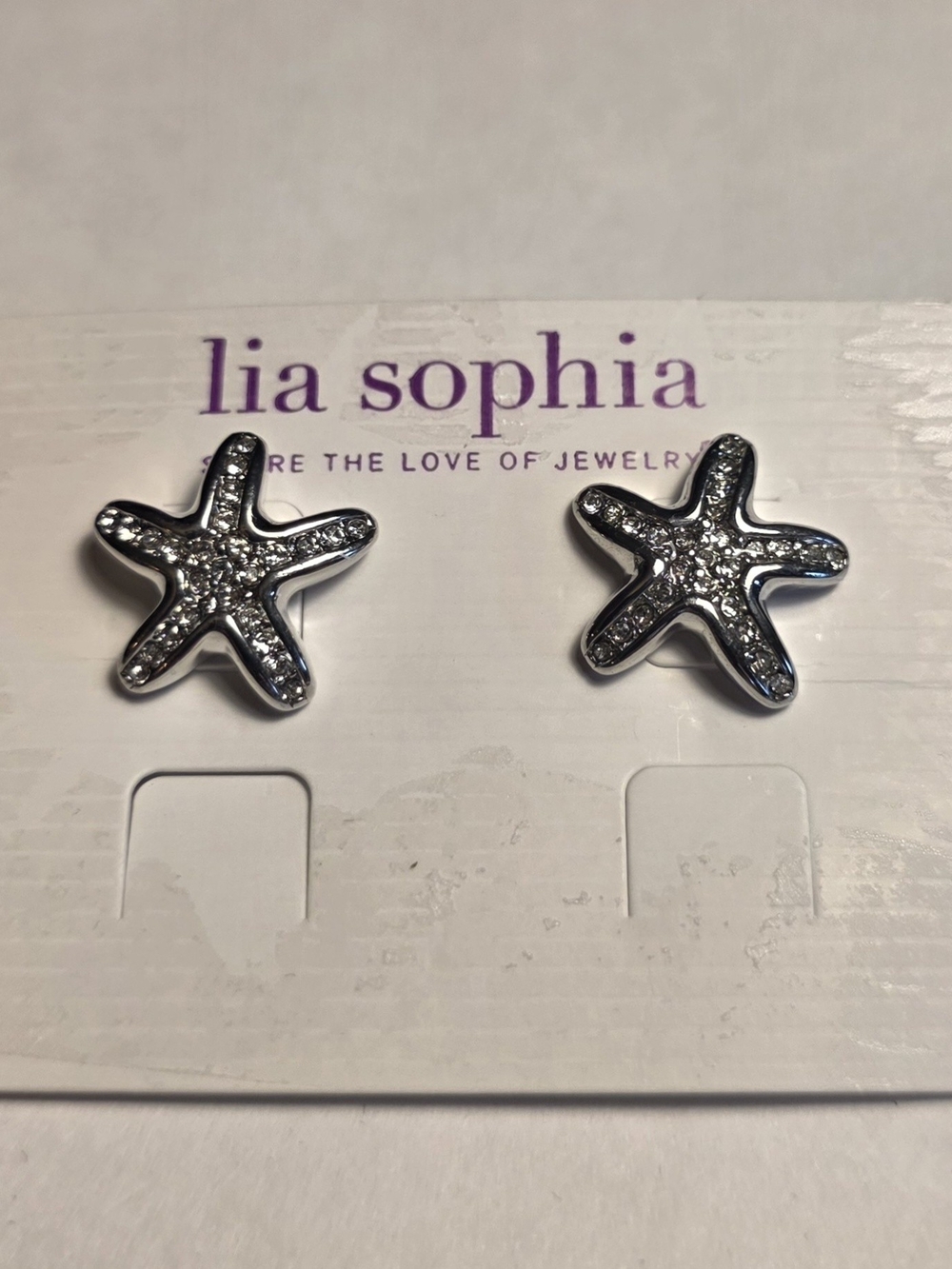Lia Sophia Silver Starfish Stud Earrings with Crystals